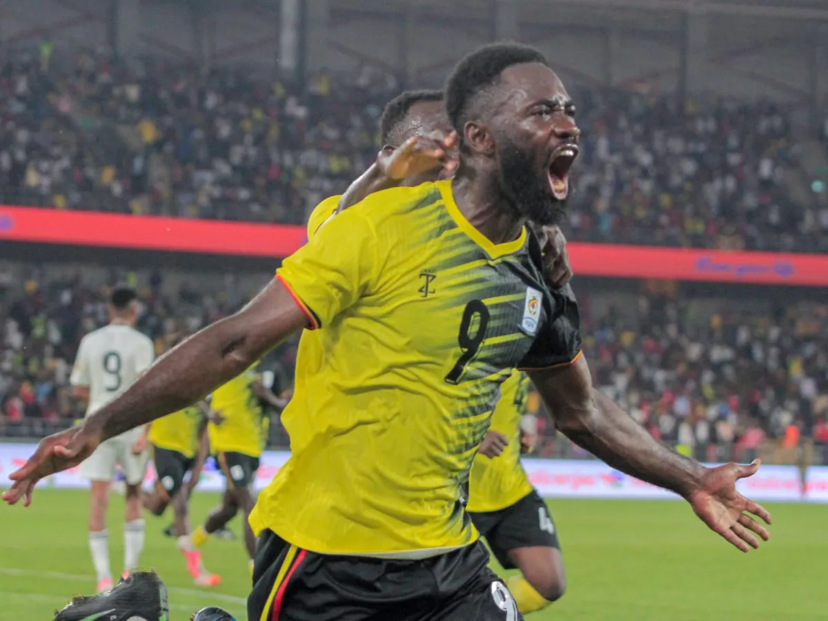 Arnold vula at Hoima stadium after scoring against Libya